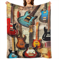 Antique guitars, stylish fluff all year round, lightweight, warm and comfortable flannel blankets, suitable for living rooms, bedrooms, beds, sofas, picnic blankets, bed chairs, car travel, rest blank