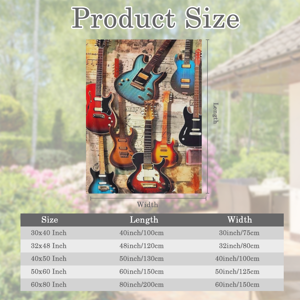 Antique guitars, stylish fluff all year round, lightweight, warm and comfortable flannel blankets, suitable for living rooms, bedrooms, beds, sofas, picnic blankets, bed chairs, car travel, rest blank