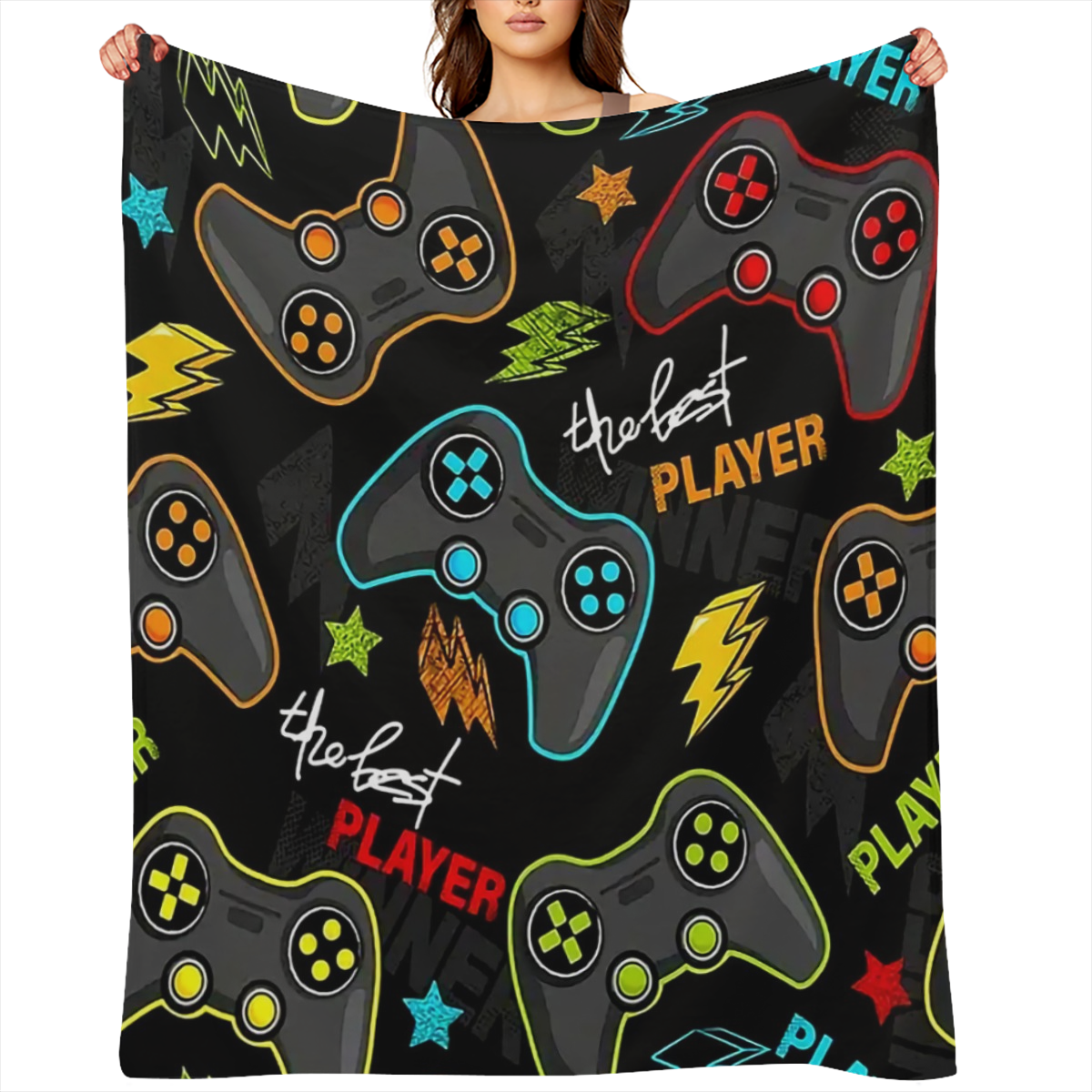 Soft and Warm Flannel Gamepad Blanket - Cozy Throw Blanket for Gaming and Couch Bed - Perfect for Winter Nights