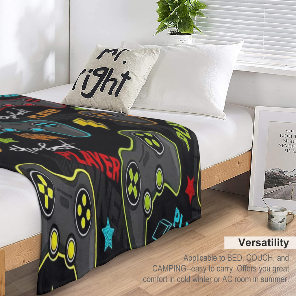 Soft and Warm Flannel Gamepad Blanket - Cozy Throw Blanket for Gaming and Couch Bed - Perfect for Winter Nights