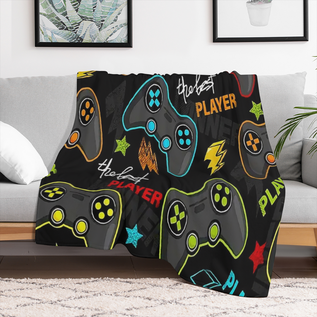 Soft and Warm Flannel Gamepad Blanket - Cozy Throw Blanket for Gaming and Couch Bed - Perfect for Winter Nights