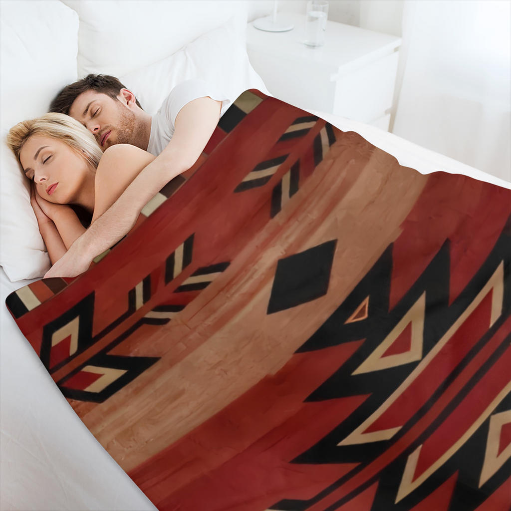 Bohemian Chic Vintage Flannel Blanket - Allergy- Free, Tear- Resistant Polyester, Perfect for Sofa, Camping & Travel - Versatile All- Season Gift