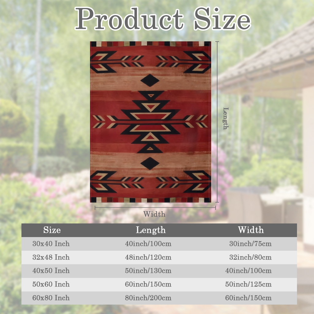Bohemian Chic Vintage Flannel Blanket - Allergy- Free, Tear- Resistant Polyester, Perfect for Sofa, Camping & Travel - Versatile All- Season Gift