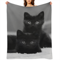 Cozy Black Kittens Flannel Throw Blanket - Soft, Warm & Allergy- Friendly for Couch, Bed, Office, Camping Versatile Gift for All Seasons