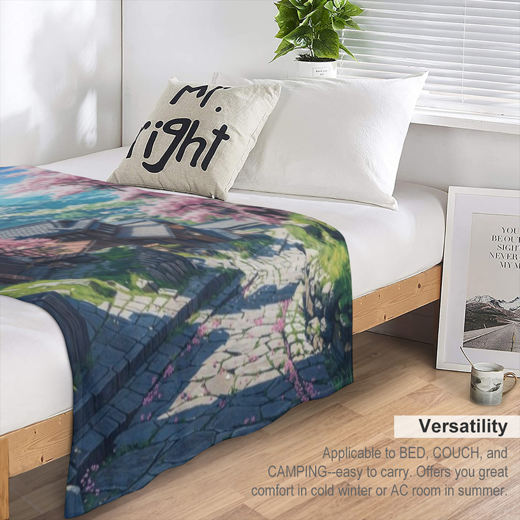 Cherry Blossom Japan B6380896 Flannel Fleece Throw Blanket - Soft, Breathable & Absorbent Digital Print Contemporary Style for Living Room, Bedroom, Camping & Travel