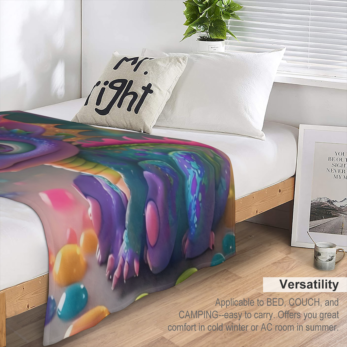 1pc Glam Style Dragon Print Flannel Throw Blanket 100 Polyester All Seasons Machine Washable Stain Tear Resistant Digital Print Quilted Knit Fabric 200- 250gsm - Multipurpose Home Leisure Nap Blanket