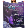 Elegant Purple Butterfly with Hydrangea Fleece Throw Blanket - Eternal Faith and Love Theme
