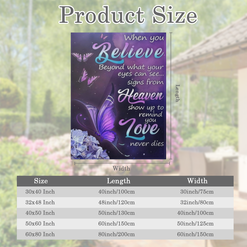Elegant Purple Butterfly with Hydrangea Fleece Throw Blanket - Eternal Faith and Love Theme
