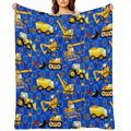 1 excavator printed flannel blanket, soft and comfortable nap blanket, for travel sofabed office home decor, birthday and holiday gift blanket, available year round