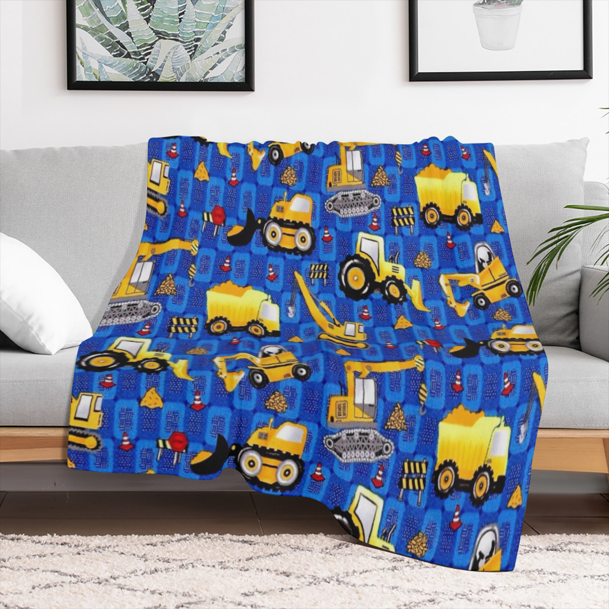 1 excavator printed flannel blanket, soft and comfortable nap blanket, for travel sofabed office home decor, birthday and holiday gift blanket, available year round