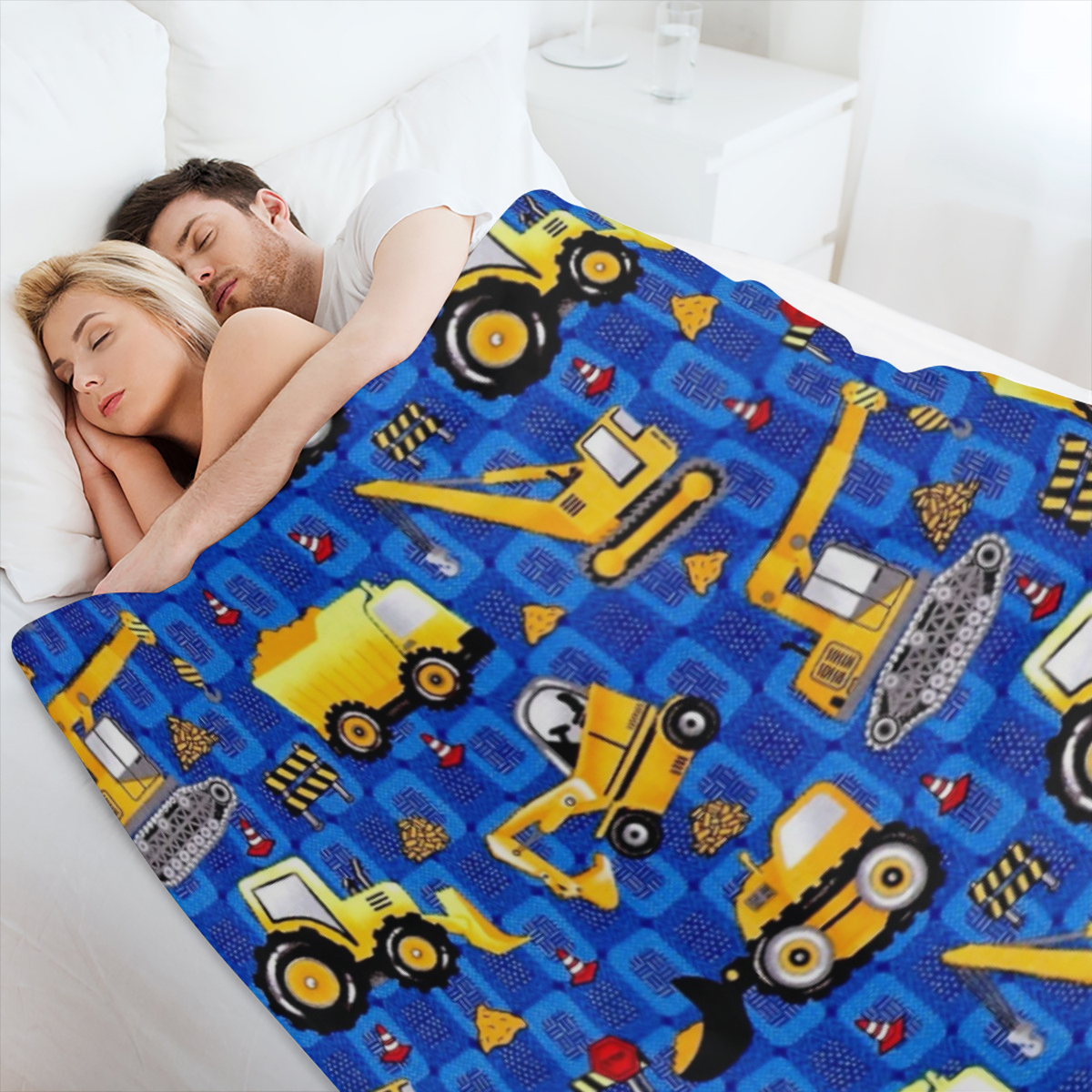 1 excavator printed flannel blanket, soft and comfortable nap blanket, for travel sofabed office home decor, birthday and holiday gift blanket, available year round
