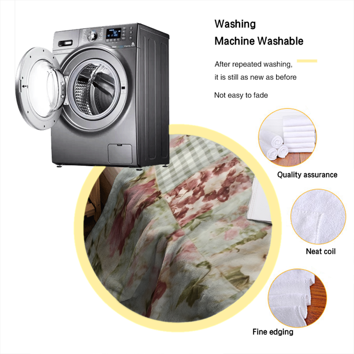 1pc Vintage Floral Patchwork Blanket - Soft Flannel All-Season Throw with Light Pink, Green, Blue & Beige Floral Print, Machine Washable for Bed, Sofa, Camping & Travel - Cozy Home Decor Gift, Throw B