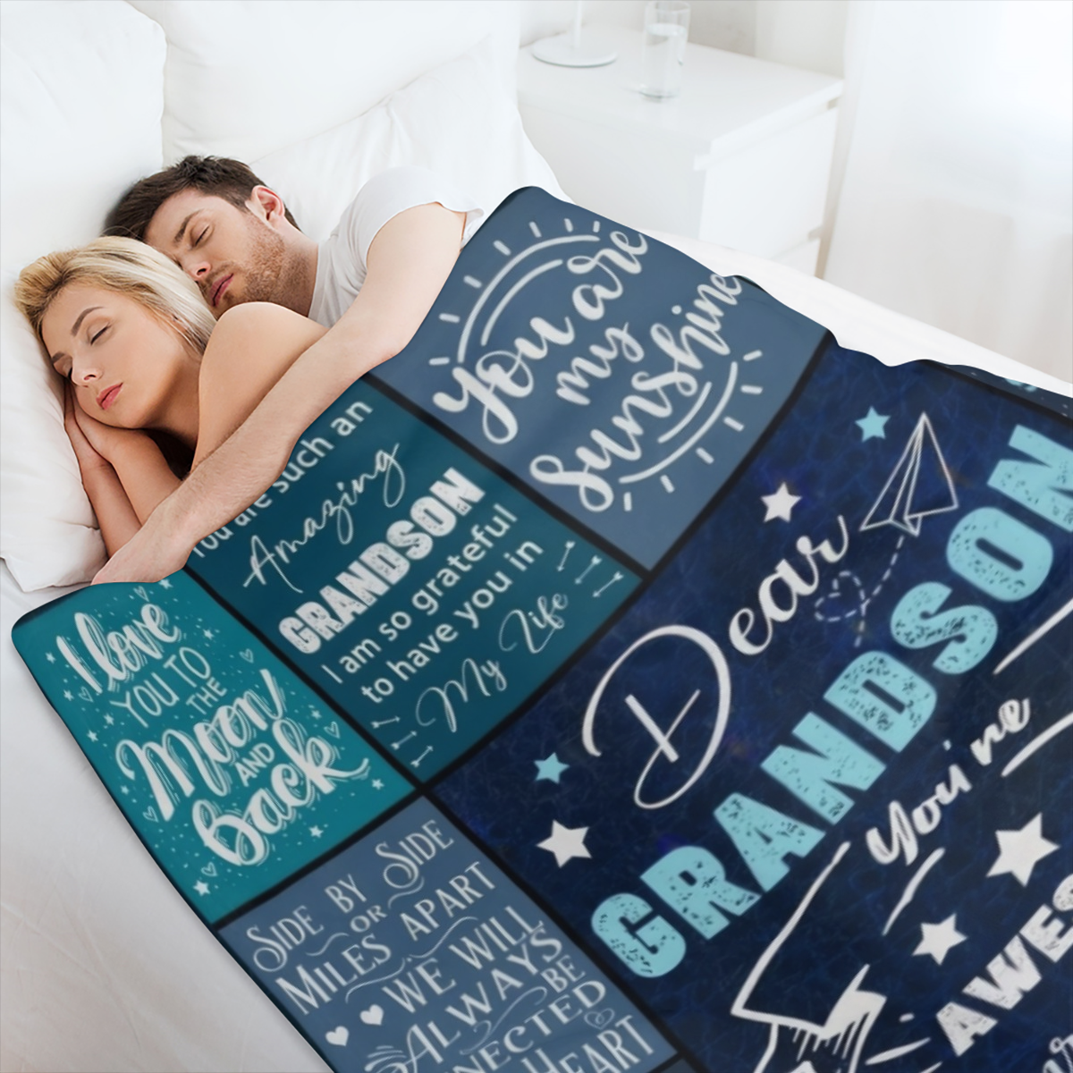 1PC blue letter patchwork pattern printed blanket, contemporary style blanket, soft and comfortable blanket, travel sofa bed, office home decoration, birthday gift blanket, available for boys, girls,
