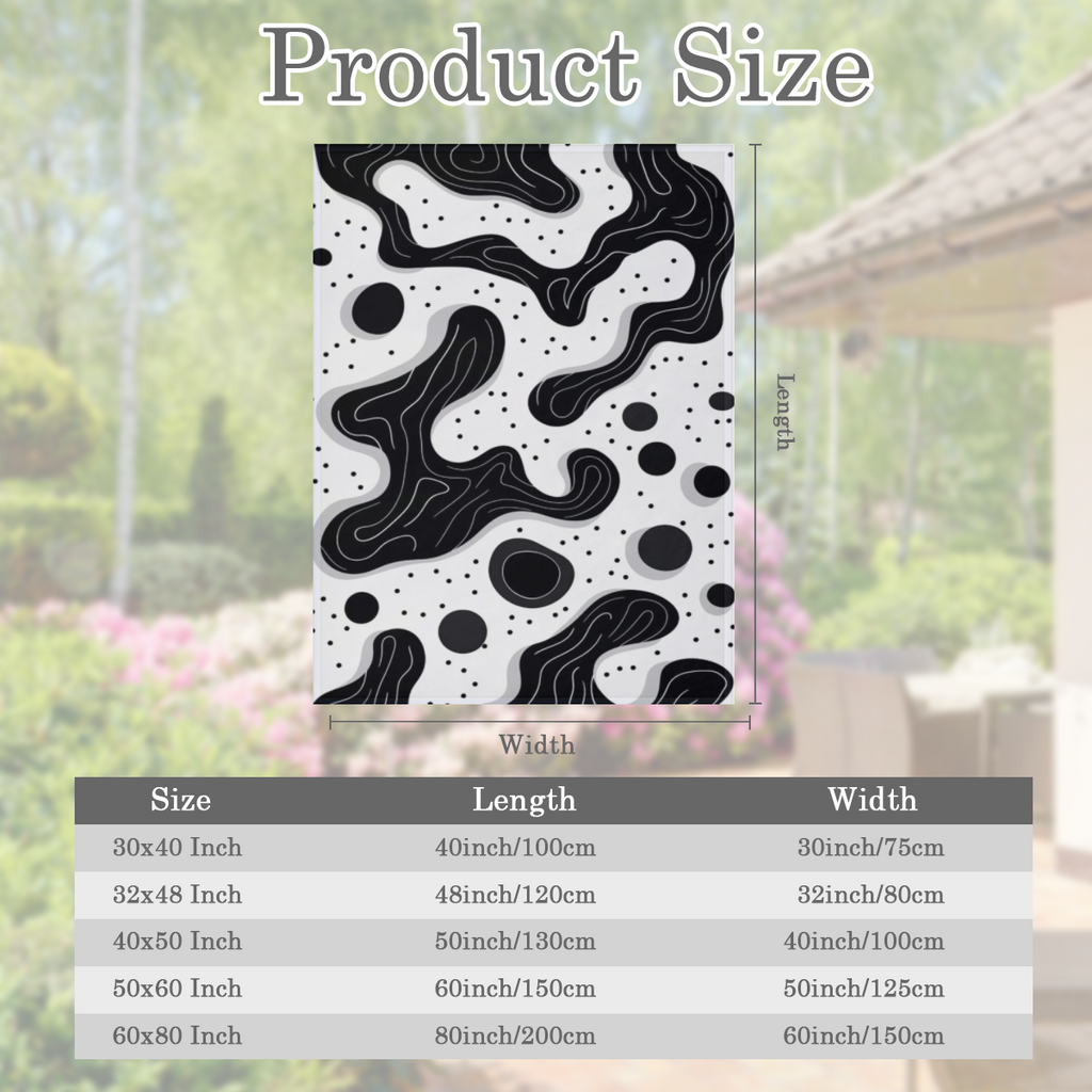 Abstract Black White Organic Shapes Art Themed Throw Blanket Snug Plannel 280gsm Cozy Breathable FabricContemporary Simplicity Eye Candy Pattern Soft for Couch, Sofa, Bed & Travel Essential & Perfect