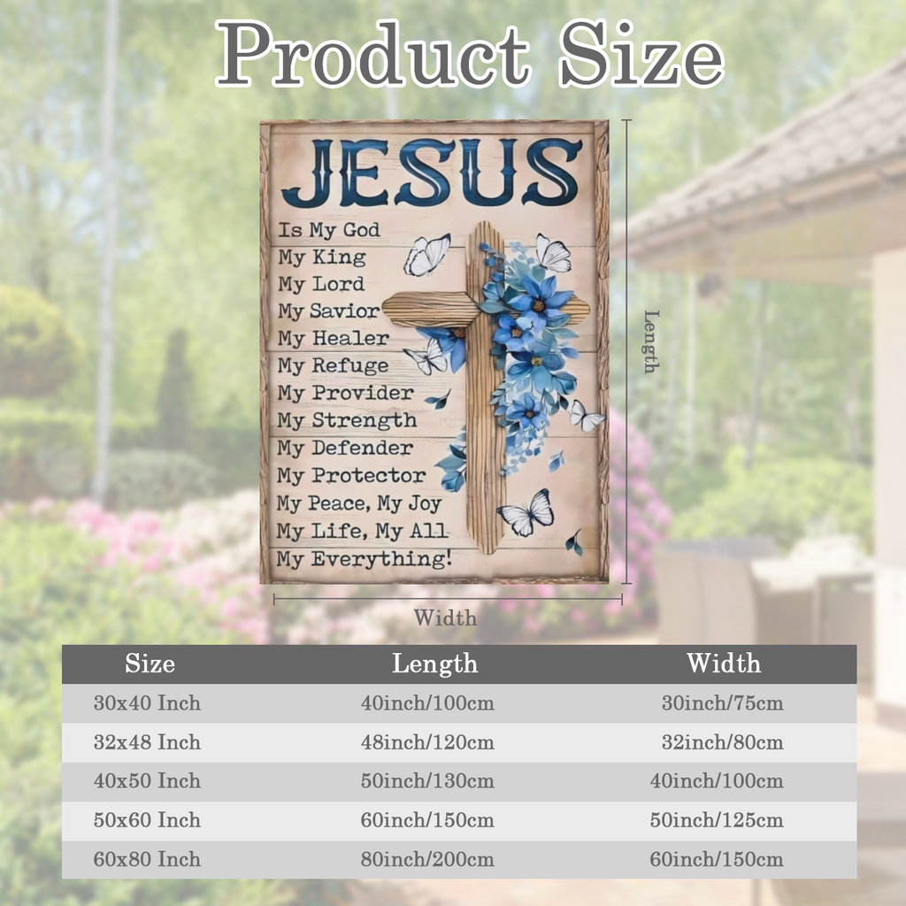 Jesus Is My Everything Flannel Throw Blanket ¨C Soft, Cozy, Lightweight, All-Season Comfort with Inspirational Religious Design, Blue Cross & Butterfly Accents, Perfect for Naps, Lunches, or Prayerfu