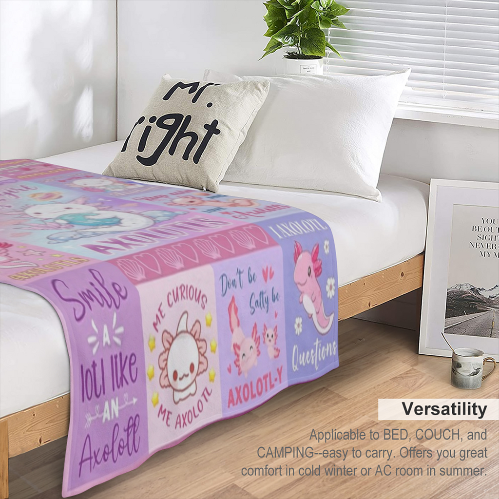 Axolotl Gifts, Axolotl Blanket, Axolotl Stuff, Gifts for Axolotl Lovers, Axolotl Gifts for Girls Women, Just A Girl Who Loves Axolotles for Birthday Christmas Soft Throw Blanket 60"x50", 280GSM CozyFl