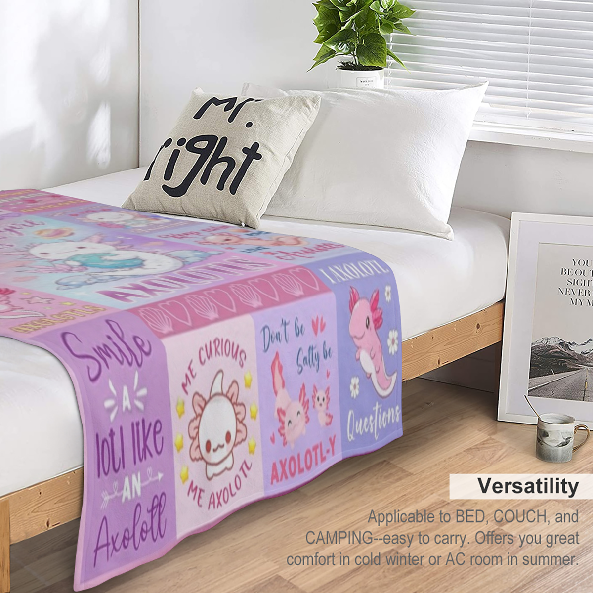 Axolotl Gifts, Axolotl Blanket, Axolotl Stuff, Gifts for Axolotl Lovers, Axolotl Gifts for Girls Women, Just A Girl Who Loves Axolotles for Birthday Christmas Soft Throw Blanket 60"x50", 280GSM CozyFl