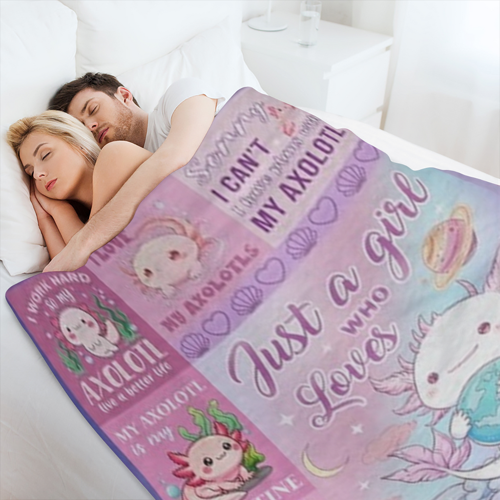 Axolotl Gifts, Axolotl Blanket, Axolotl Stuff, Gifts for Axolotl Lovers, Axolotl Gifts for Girls Women, Just A Girl Who Loves Axolotles for Birthday Christmas Soft Throw Blanket 60"x50", 280GSM CozyFl