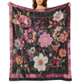 An antique floral print flannel blanket - Soft and comfortable knitted polyester fabric, digital Print - Lightweight all season sofa, bed, office, camping, travel blanket - 59x78. 7 inches ( 150x200 c