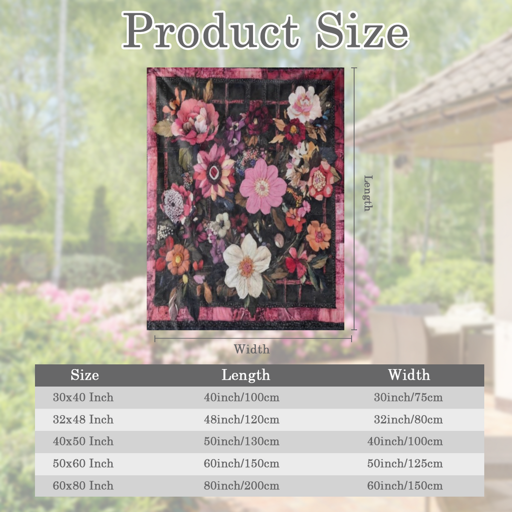 An antique floral print flannel blanket - Soft and comfortable knitted polyester fabric, digital Print - Lightweight all season sofa, bed, office, camping, travel blanket - 59x78. 7 inches ( 150x200 c