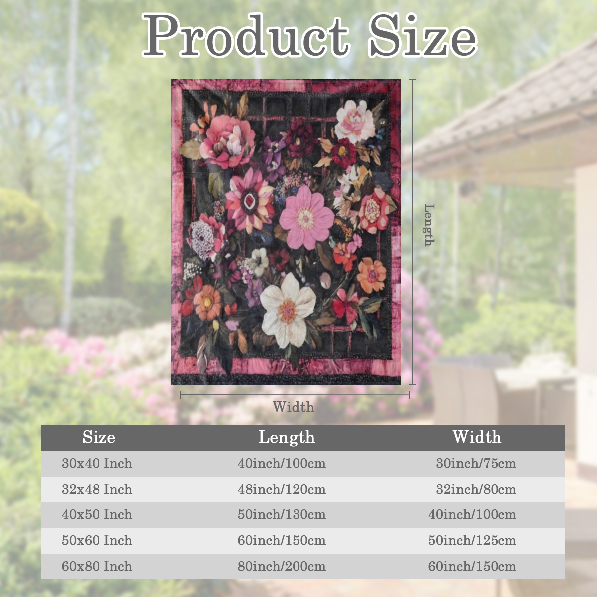 An antique floral print flannel blanket - Soft and comfortable knitted polyester fabric, digital Print - Lightweight all season sofa, bed, office, camping, travel blanket - 59x78. 7 inches ( 150x200 c