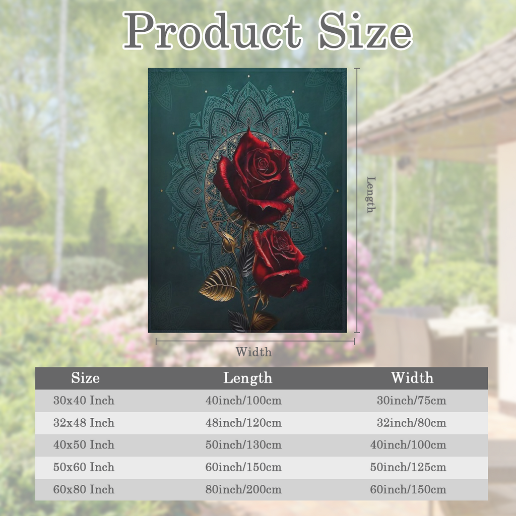 1pc Luxury Gothic Rose Print Blanket, Flannel Blanket, Soft Warm Throw Blanket Nap Blanket For Couch Sofa Office Bed Camping Travel, Multi- purpose Gift Blanket For All Season