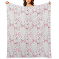 Elegant White Swan Pink Bow Design Flannel Blanket - Soft Polyester Contemporary Room Decor for Bed Sofa All-Season Use 250-300 g Bedroom Decor Elegant Room Accent Smooth Texture
