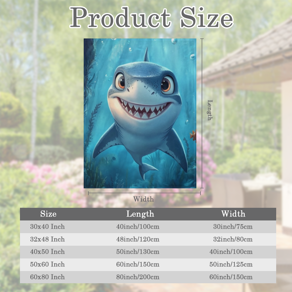 1pc Cartoon Shark Flannel Blanket, Soft Polyester Fiber, 280- 300gsm, Multi- Use for Home Decor & Outdoor Activities, Ideal Gift for Valentine' s, Christmas, Thanksgiving, New Year, Shark Decor