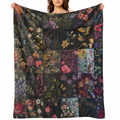 Allseason Versatility Cozy Vintage Floral Flannel Throw Blanket - Soft, Lightweight Polyester with Retro Botanical Patterns in Red - Perfect for Sofa, Couch, Office, Camping, and Travel - All- Season