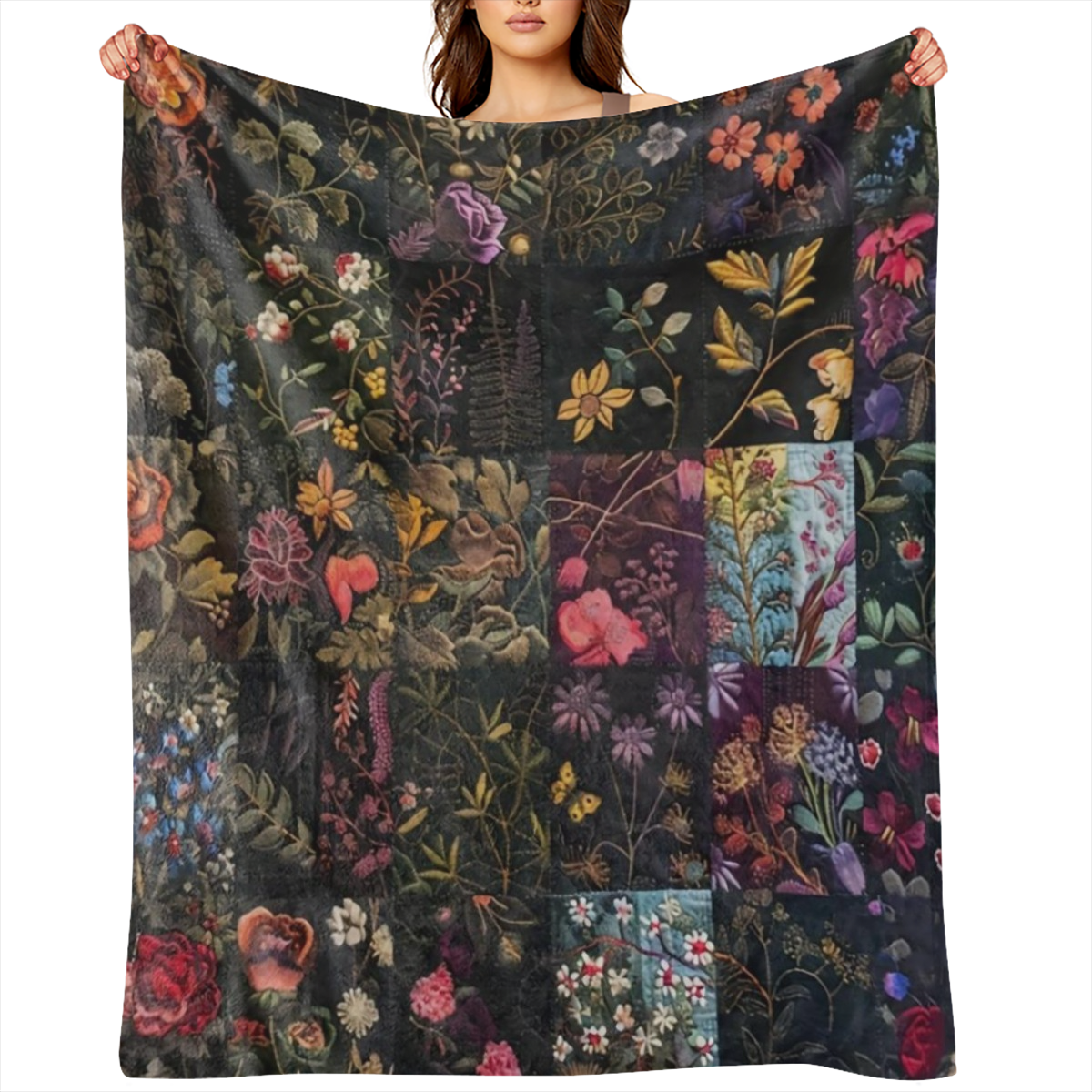 Allseason Versatility Cozy Vintage Floral Flannel Throw Blanket - Soft, Lightweight Polyester with Retro Botanical Patterns in Red - Perfect for Sofa, Couch, Office, Camping, and Travel - All- Season