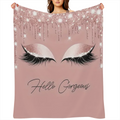 1pcs Sweet Makeup Art Eyelash Pattern Flannel Blanket Nap Throw Blanket Soft Sofa Bed Blanket