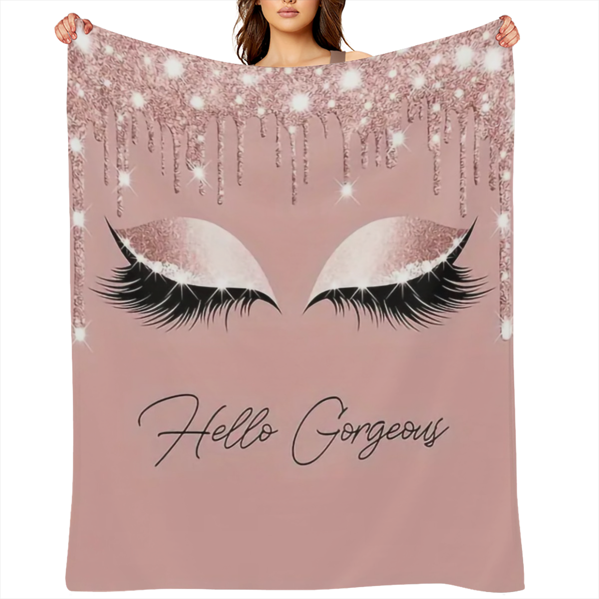 1pcs Sweet Makeup Art Eyelash Pattern Flannel Blanket Nap Throw Blanket Soft Sofa Bed Blanket