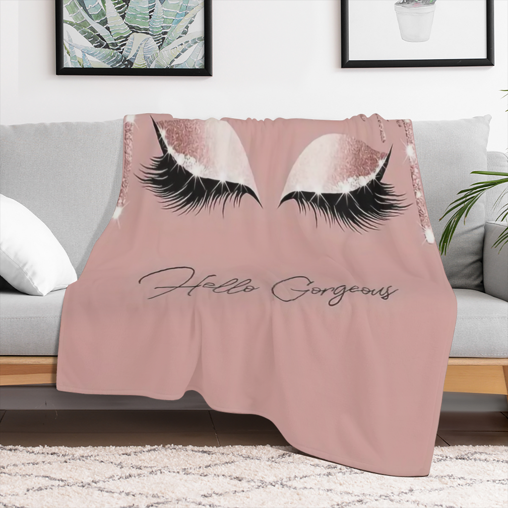 1pcs Sweet Makeup Art Eyelash Pattern Flannel Blanket Nap Throw Blanket Soft Sofa Bed Blanket