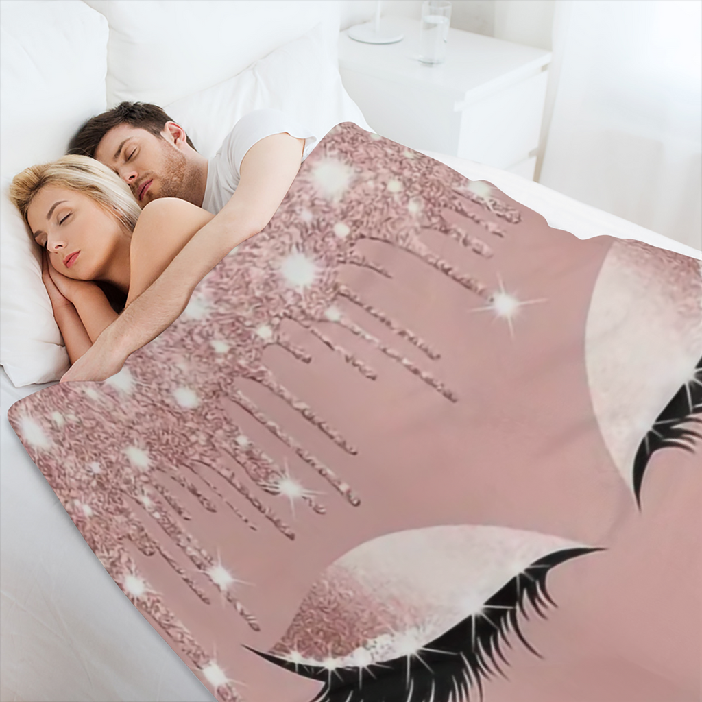 1pcs Sweet Makeup Art Eyelash Pattern Flannel Blanket Nap Throw Blanket Soft Sofa Bed Blanket