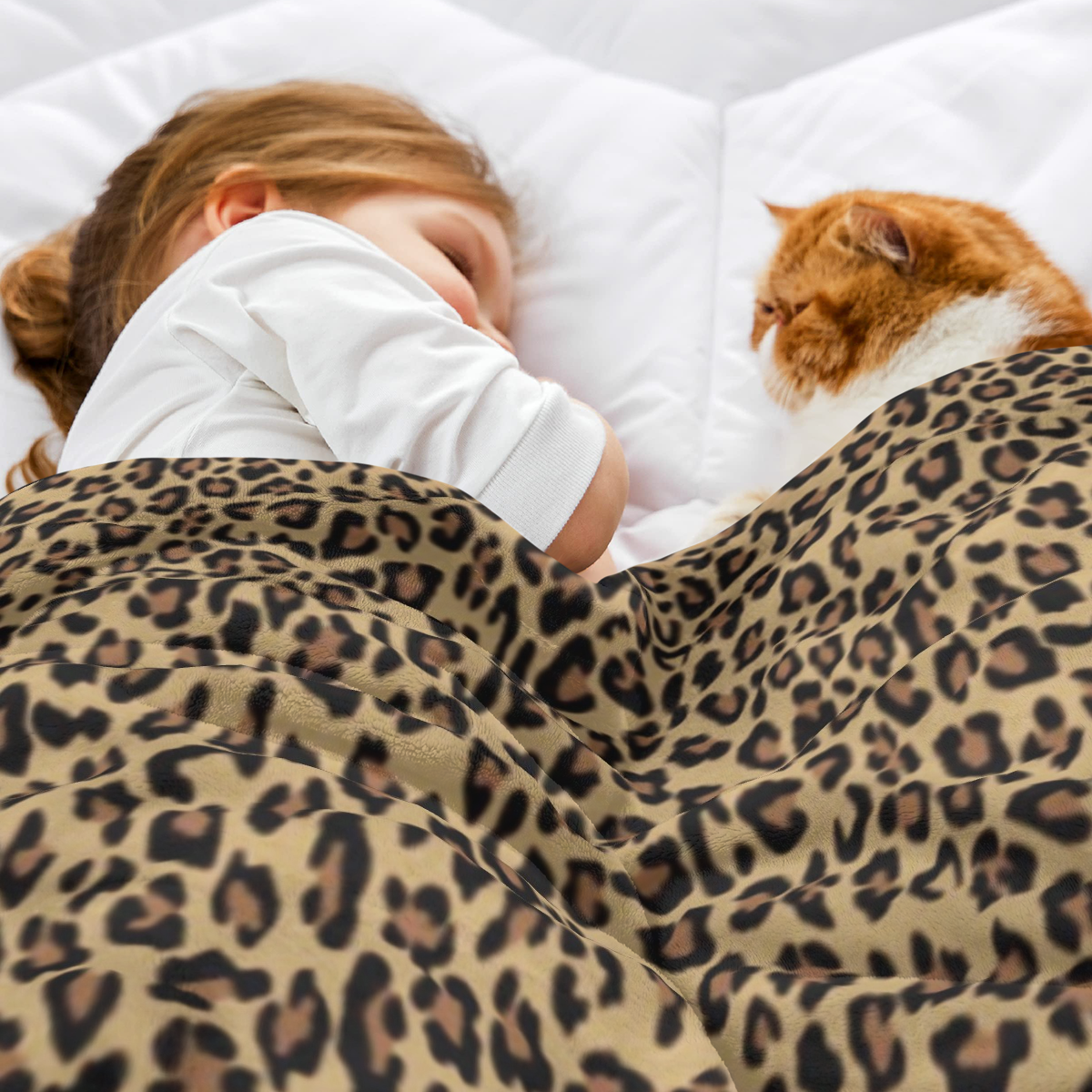 1pc Luxury Leopard Print Flannel Blanket - Extra Large 60x80 Inch Heavyweight 300GSM Plush Throw - All-Season Soft Bedspread, Couch Cover - Brown/Black/Beige/Gray/White - Housewarming/Birthday Gift fo