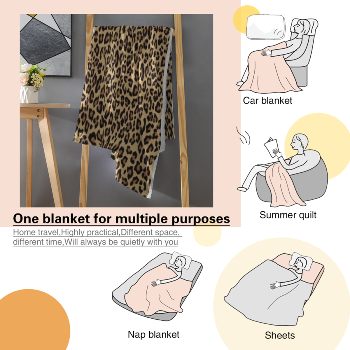 1pc Luxury Leopard Print Flannel Blanket - Extra Large 60x80 Inch Heavyweight 300GSM Plush Throw - All-Season Soft Bedspread, Couch Cover - Brown/Black/Beige/Gray/White - Housewarming/Birthday Gift fo