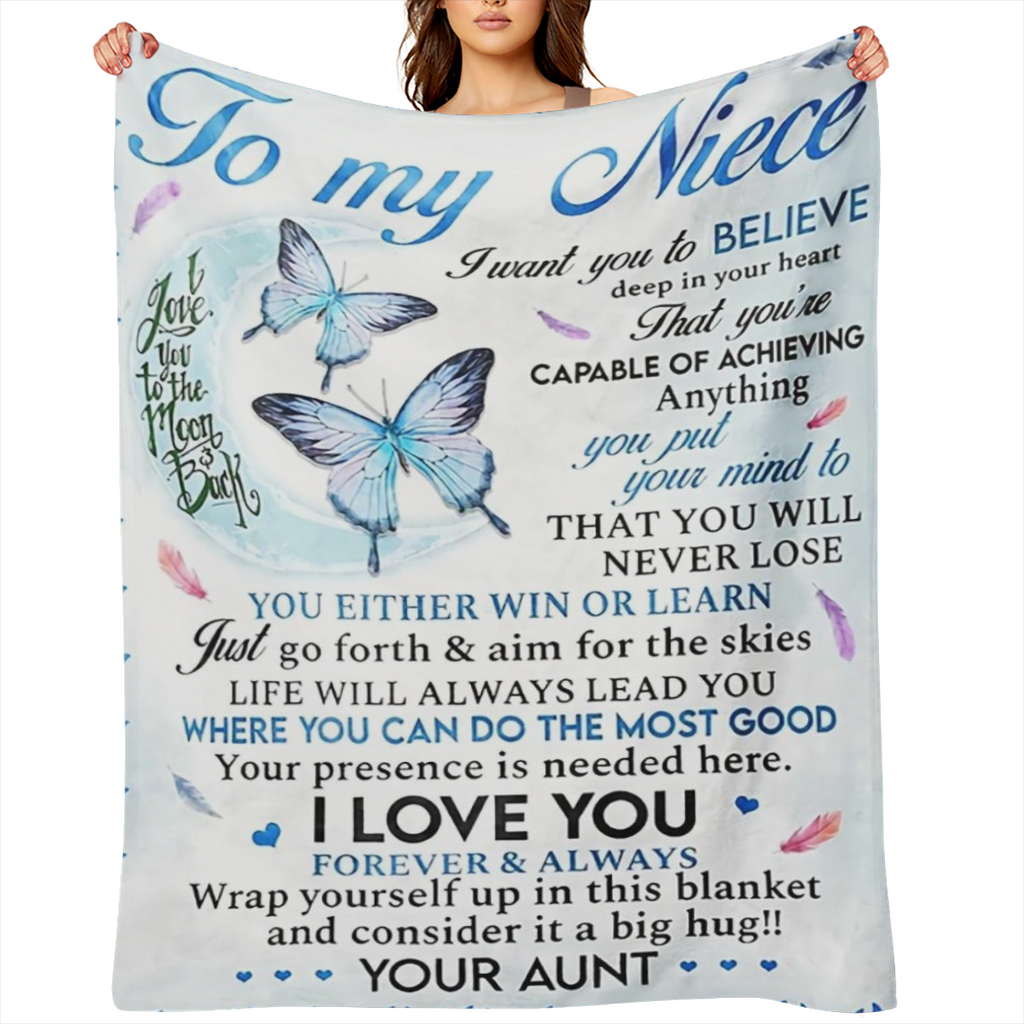 Cozy Flannel Blanket with Aunts Message to Niece - Soft, Warm Throw for Bed, Couch, Travel & Camping - Perfect Gift for Family, Friends, Parents on Halloween, Birthdays & All Seasons