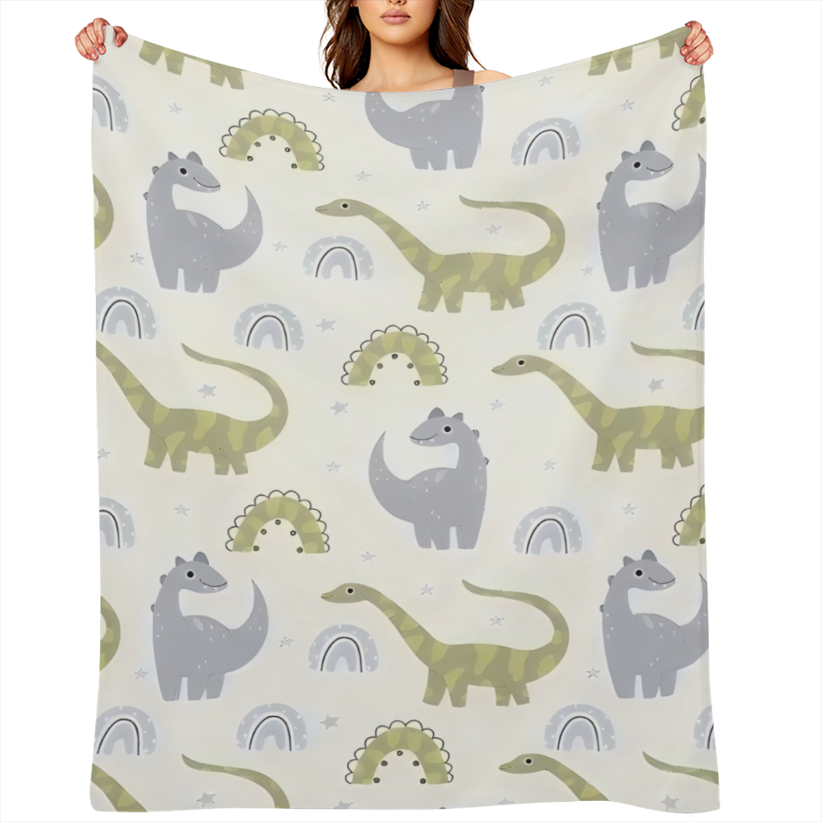 Cute Dinosaurs Baby Blanket Cotton Blanket for Infants, Lightweight Soft Receiving Blanket & Swaddling Blanket for Crib, Stroller, Nursery Blankets