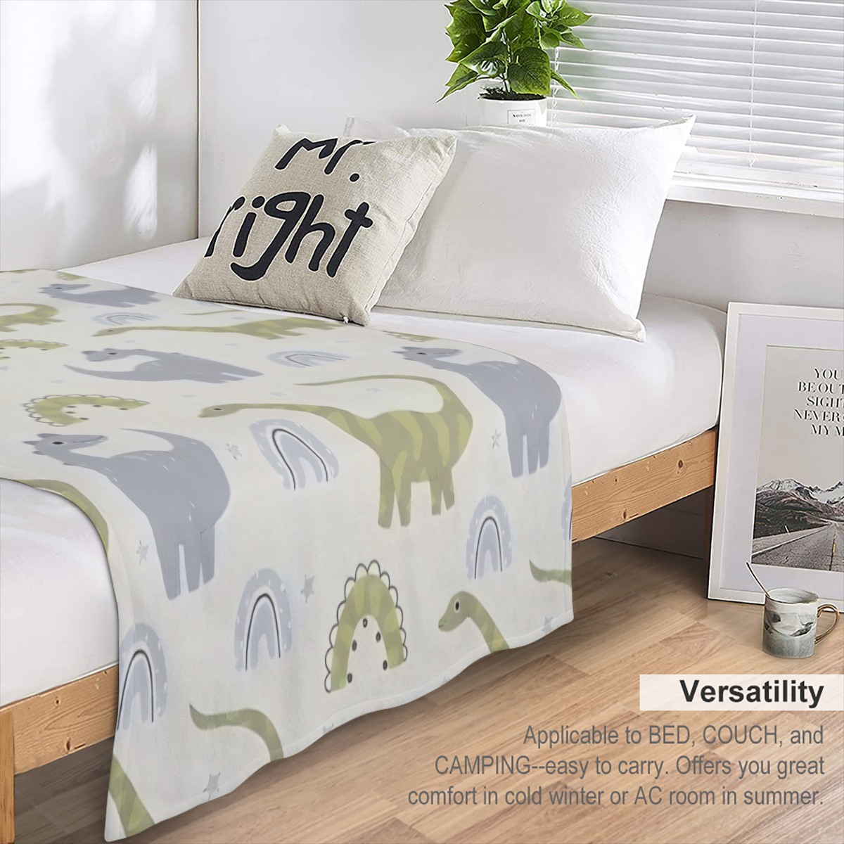 Cute Dinosaurs Baby Blanket Cotton Blanket for Infants, Lightweight Soft Receiving Blanket & Swaddling Blanket for Crib, Stroller, Nursery Blankets