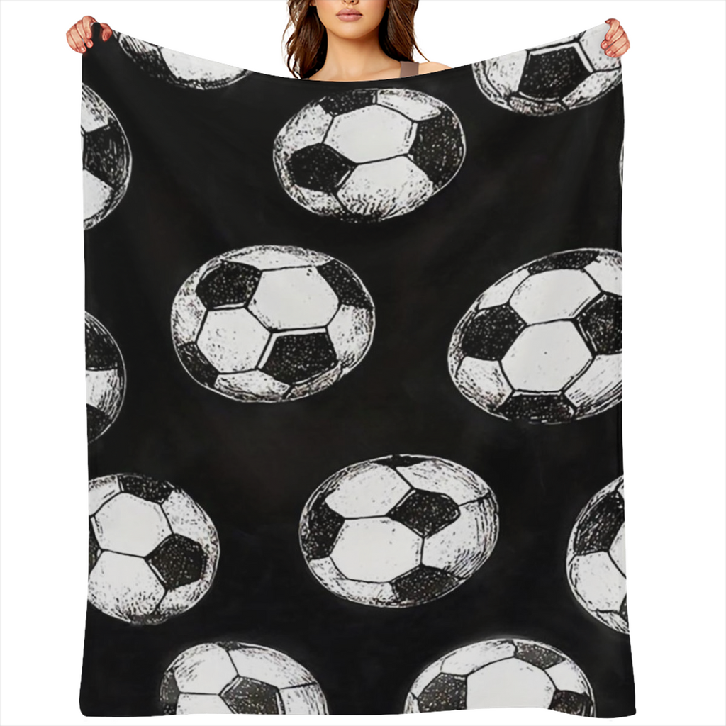 1pc Football Printed Blanket - Lightweight Flannel Throw for Sofa Bed Travel Livingroom Office Couch Chair And Bed - Digital Printing Fleece Blanket with Soft And Warm Flannel Fabric Gifts for Family