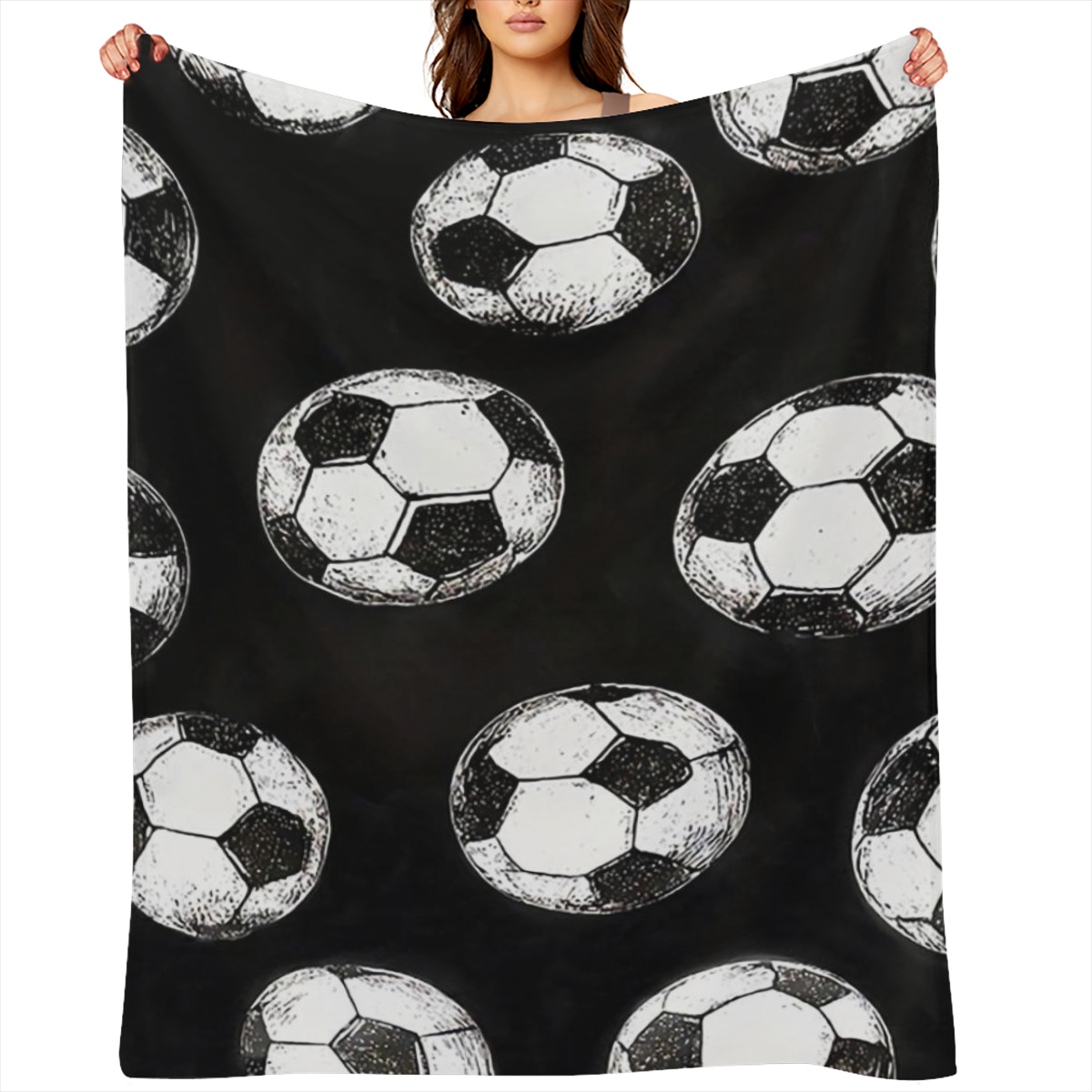 1pc Football Printed Blanket - Lightweight Flannel Throw for Sofa Bed Travel Livingroom Office Couch Chair And Bed - Digital Printing Fleece Blanket with Soft And Warm Flannel Fabric Gifts for Family