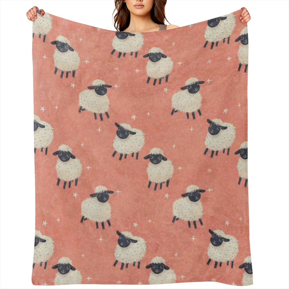 Adorable Sheep Blanket Ultra Soft, Fuzzy, Lightweight, Cozy And Warm Flannel Cute Sheep Throw Blankets, for Men Women Adults Perfect for Couch, Bed, Travel And Living Room