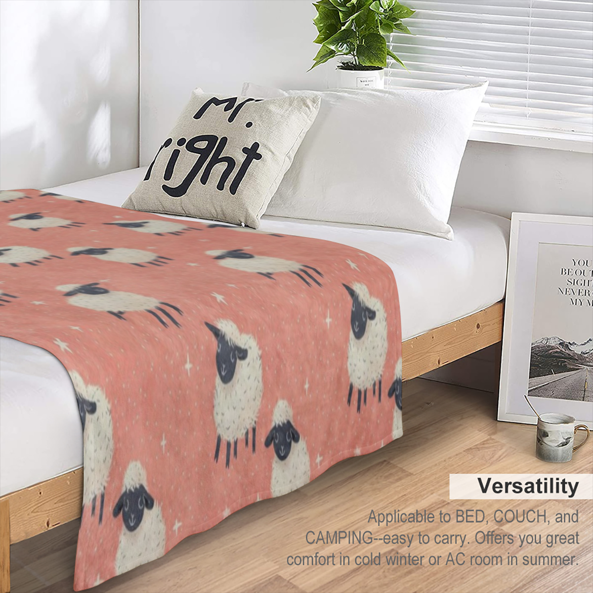 Adorable Sheep Blanket Ultra Soft, Fuzzy, Lightweight, Cozy And Warm Flannel Cute Sheep Throw Blankets, for Men Women Adults Perfect for Couch, Bed, Travel And Living Room