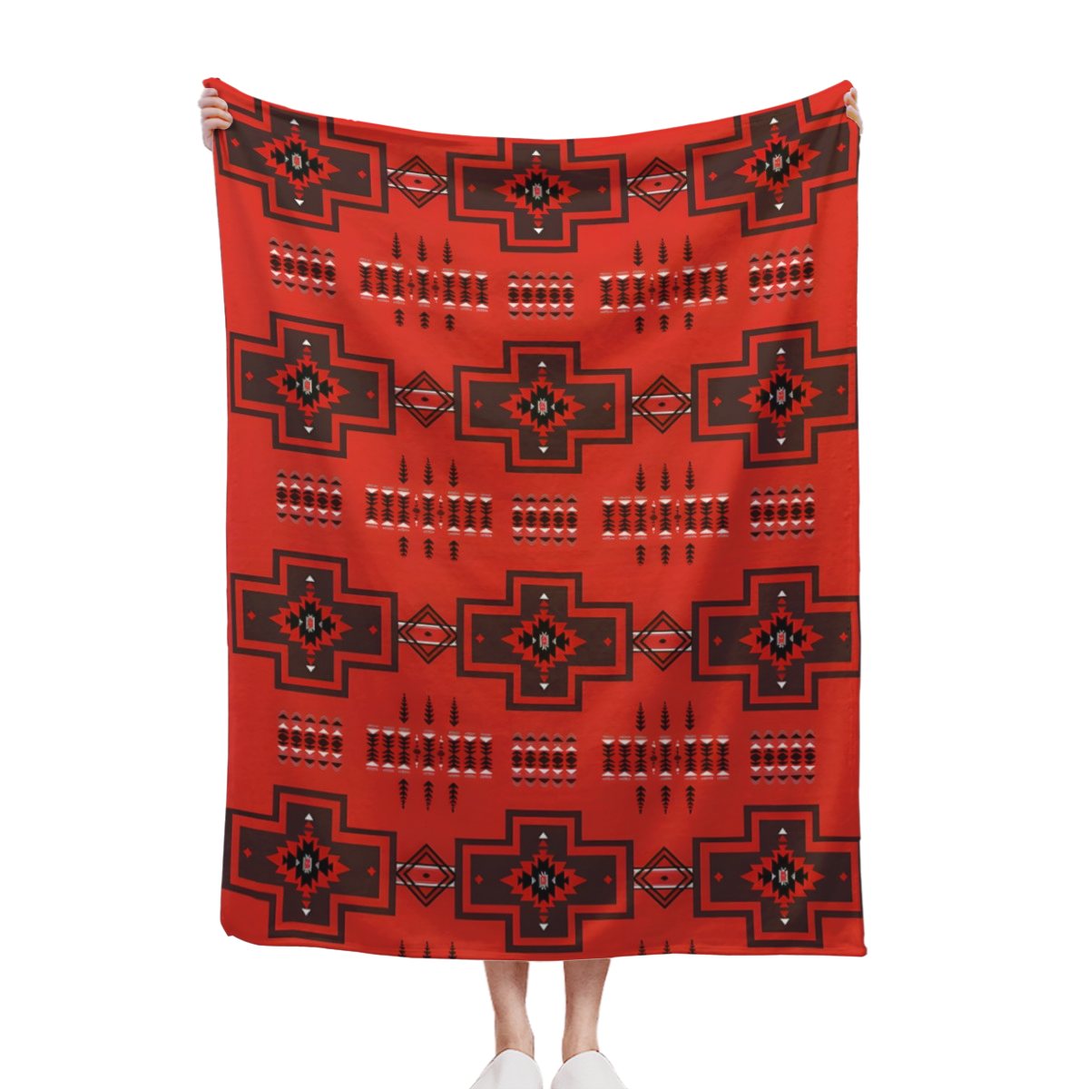 Oversized Super Plush Red Southwest Aztec Flannel Blanket
