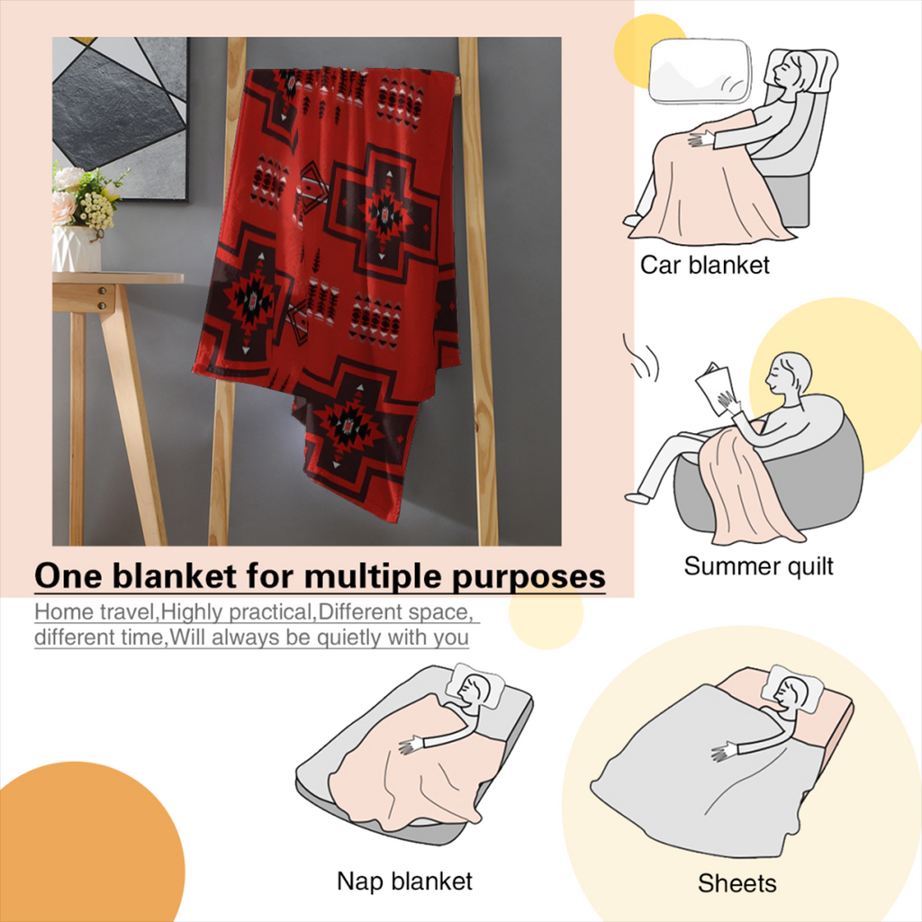 Oversized Super Plush Red Southwest Aztec Flannel Blanket