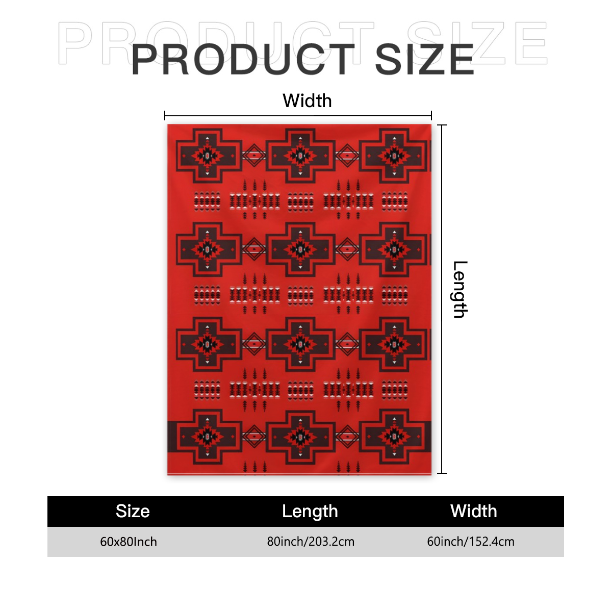 Oversized Super Plush Red Southwest Aztec Flannel Blanket