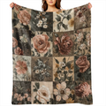 Cozy vintage floral flannel blanket - soft, warm and versatile, perfect for sofas, beds, cars, offices, camping all season long gift ideas