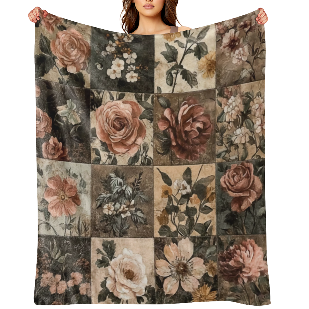 Cozy vintage floral flannel blanket - soft, warm and versatile, perfect for sofas, beds, cars, offices, camping all season long gift ideas