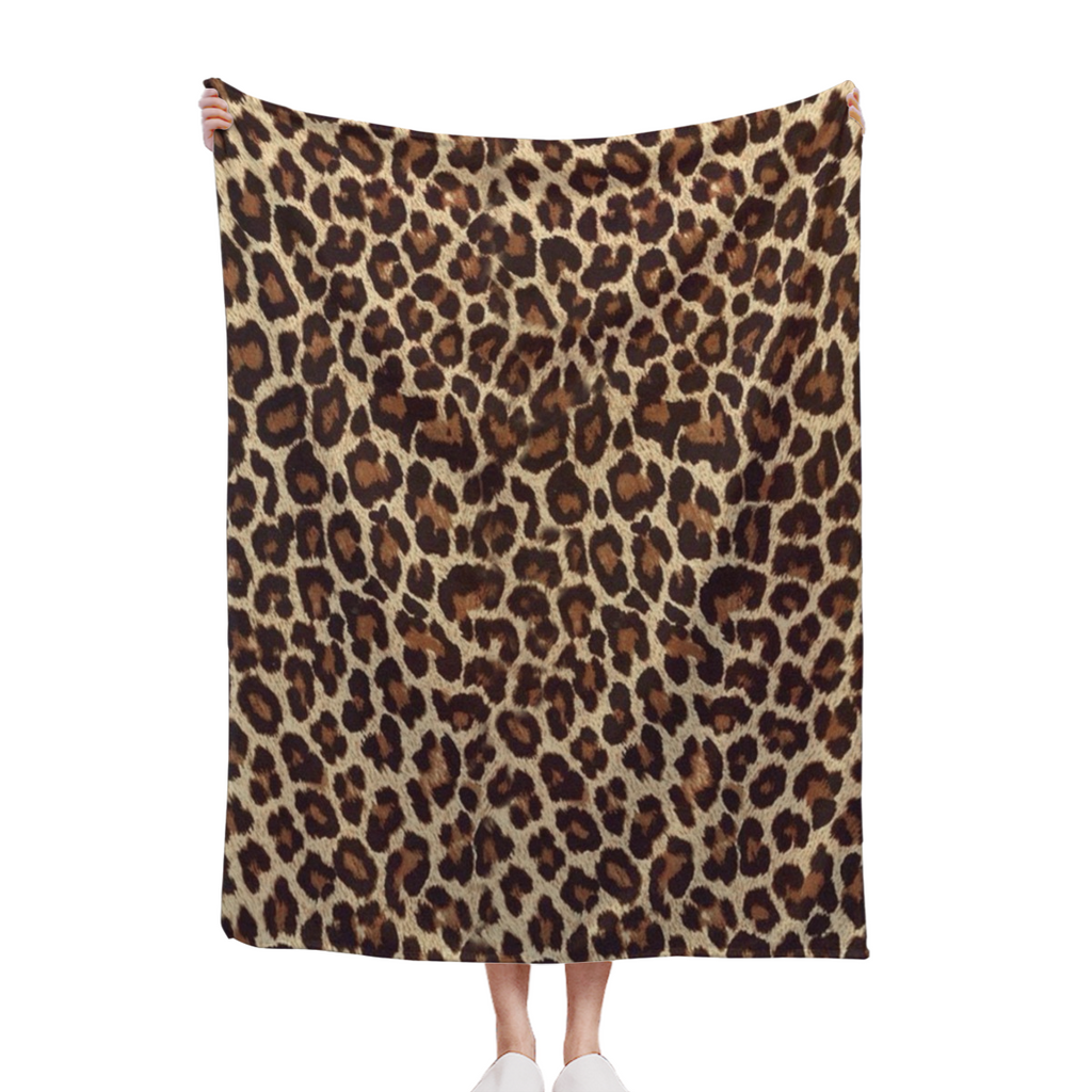 Luxurious Leopard Print Flannel Blanket - Super Soft Thick All-Season Bedspread, Beige & Brown Black Spots Design, Plush Cozy Bedding for Bedroom, Living Room, Dorm, Travel - Neutral Animal Print in B