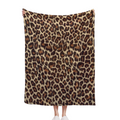 Luxurious Leopard Print Flannel Blanket - Super Soft Thick All-Season Bedspread, Beige & Brown Black Spots Design, Plush Cozy Bedding for Bedroom, Living Room, Dorm, Travel - Neutral Animal Print in B